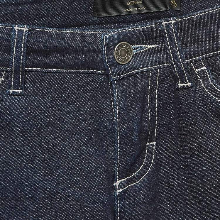 Pre Owned Dolce & Gabbana Dark Blue Denim Skinny Pretty Jeans XS Waist 26"