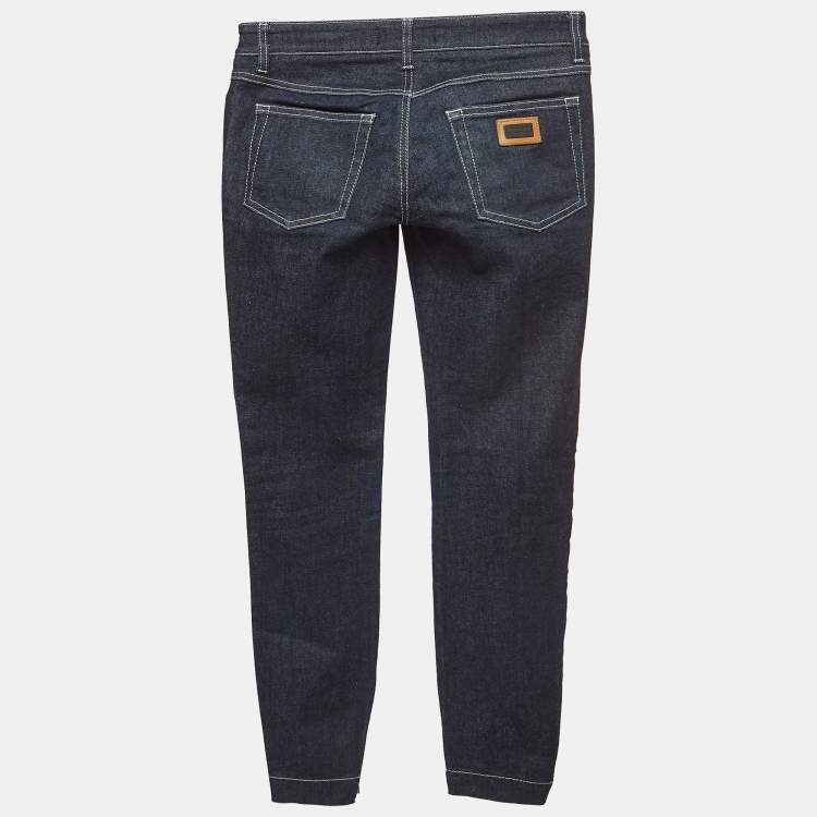 Pre Owned Dolce & Gabbana Dark Blue Denim Skinny Pretty Jeans XS Waist 26"
