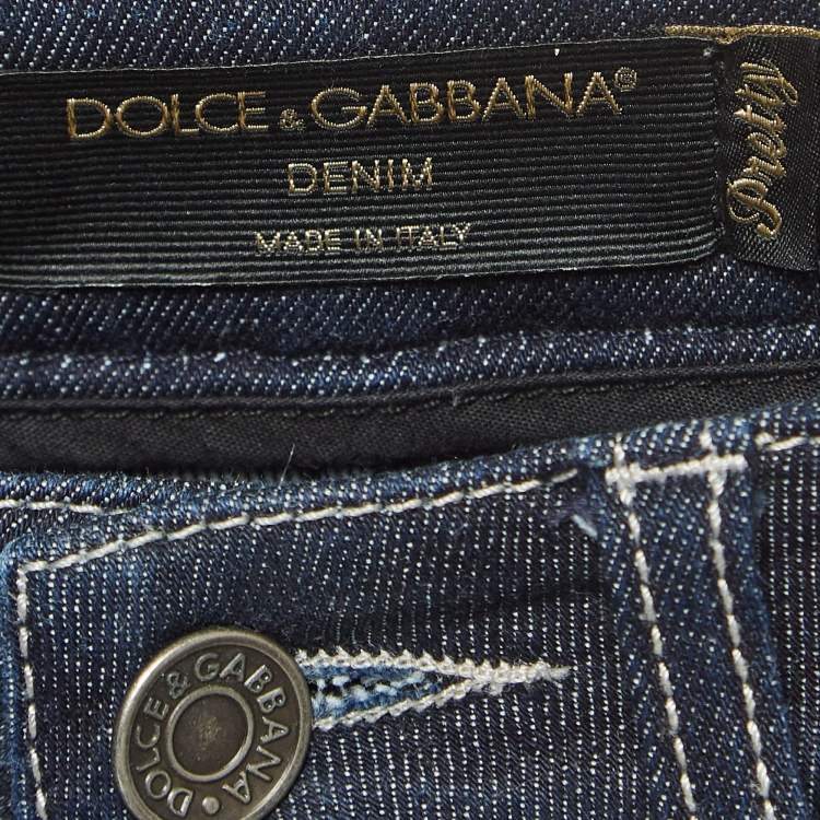 Pre Owned Dolce & Gabbana Dark Blue Denim Skinny Pretty Jeans XS Waist 26"