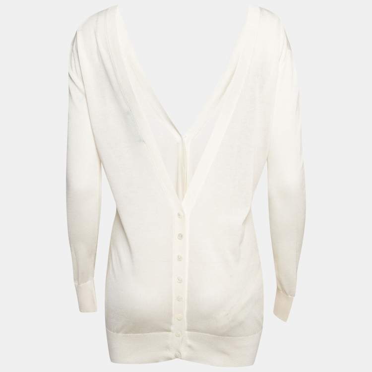 Pre Owned Dolce & Gabbana Cream Knit Back and Front Buttoned Cardigan S