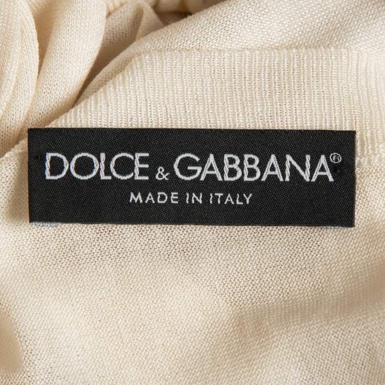 Pre Owned Dolce & Gabbana Cream Knit Back and Front Buttoned Cardigan S