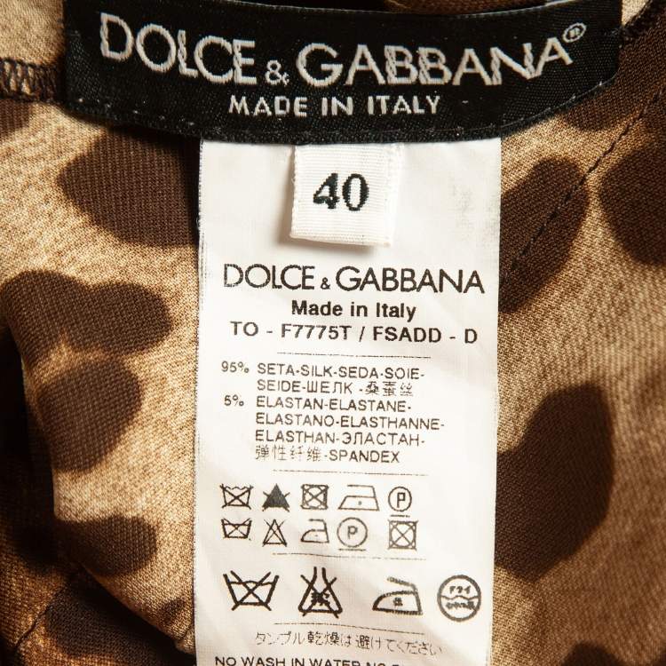 مملوكة مسبقًا Dolce & Gabbana Brown Leopard Print Silk Tie-Up Halter Neck Top S