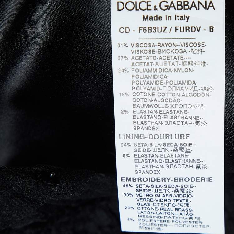 مملوكة مسبقًا Dolce & Gabbana Black Crepe & Lace Fashion Sinner Embellished Midi Dress L