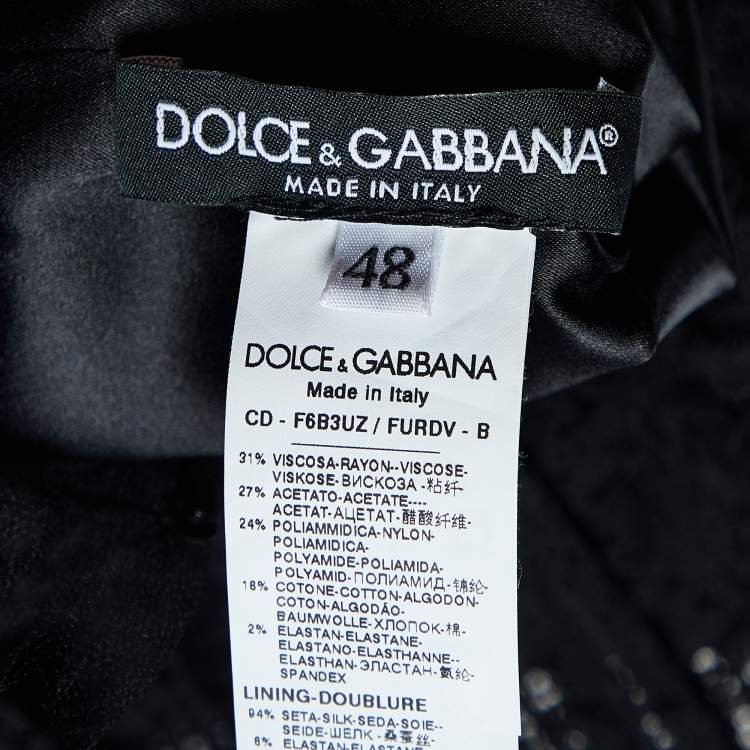 مملوكة مسبقًا Dolce & Gabbana Black Crepe & Lace Fashion Sinner Embellished Midi Dress L