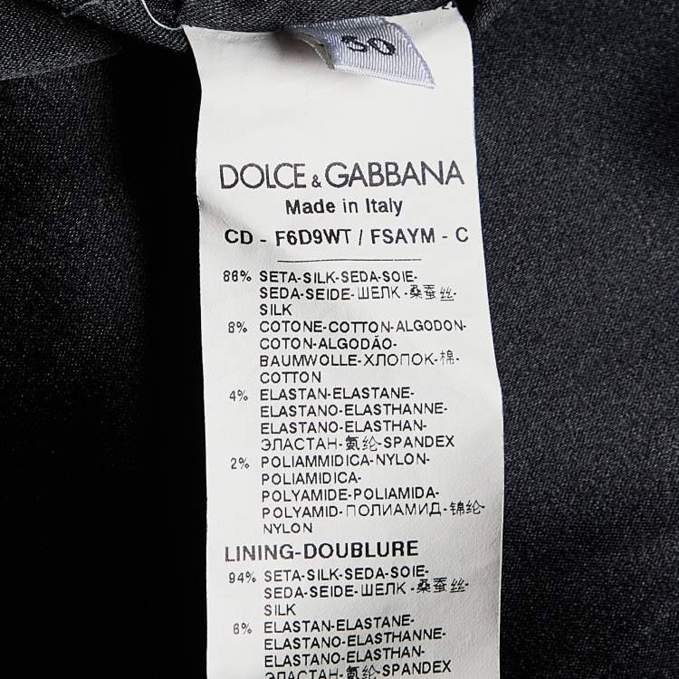 Pre Owned Dolce & Gabbana Black Scared Heart Print Silk Lace Trim Midi Dress XL