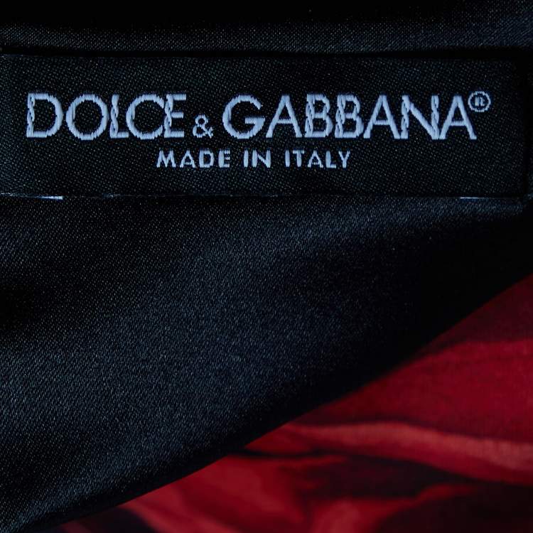 Pre Owned Dolce & Gabbana Black Rose Print Silk Sheath Dress XL