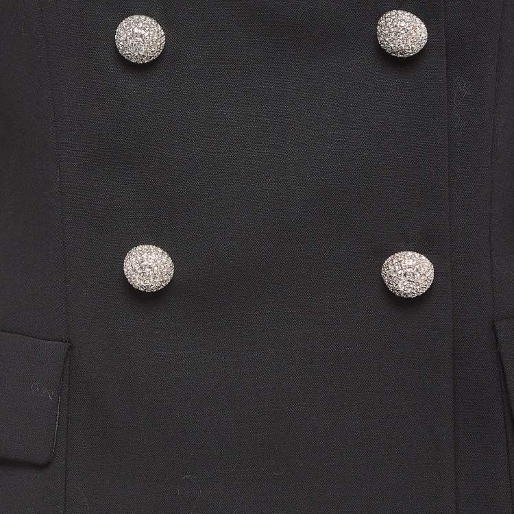 Pre Owned Dolce & Gabbana Black Gabardine Embellished Button Double Breasted Blazer M