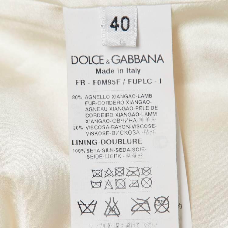 Pre Owned Dolce & Gabbana Off White Tassel Trim Shearling Poncho S