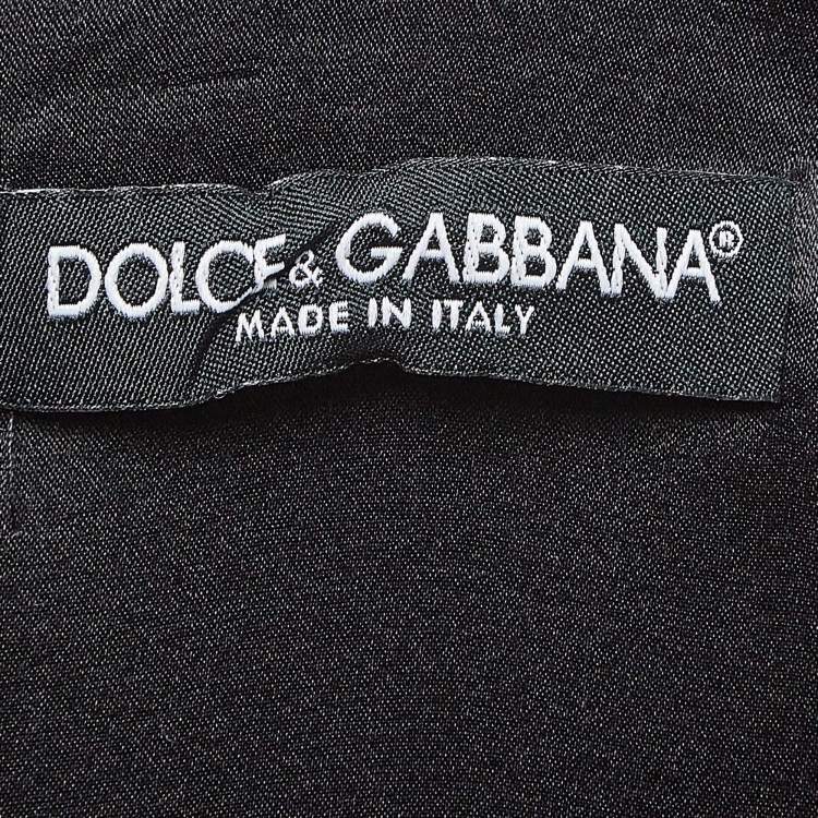 مملوكة مسبقًا Dolce & Gabbana Navy Blue Floral & Key Print Crepe Midi Dress L