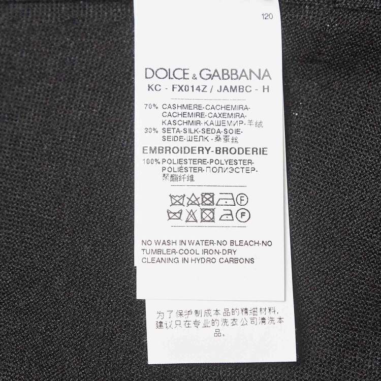 Pre Owned Dolce & Gabbana Black Logo Sequin Knit Rose Metal Buttoned Cardigan S