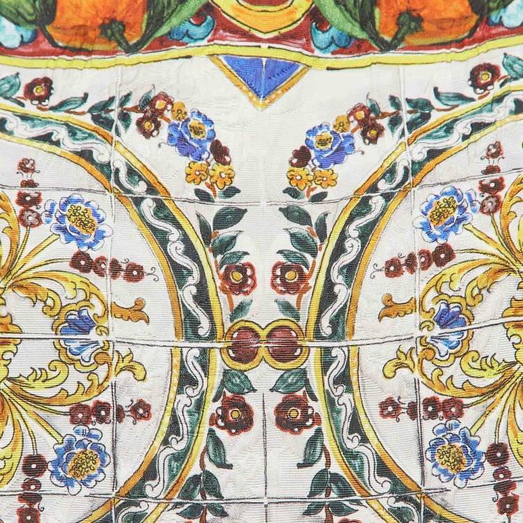 Pre Owned Dolce & Gabbana Multicolor Majolica Print Cotton Knit Oversized Blouse M