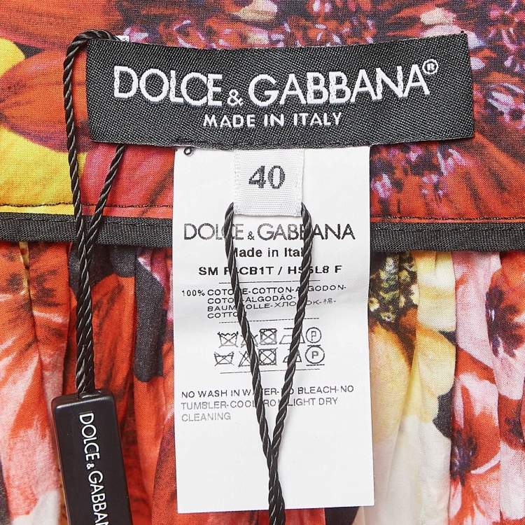 Pre Owned Dolce & Gabbana Multicolor Floral Printed Cotton Poplin Short Skirt S