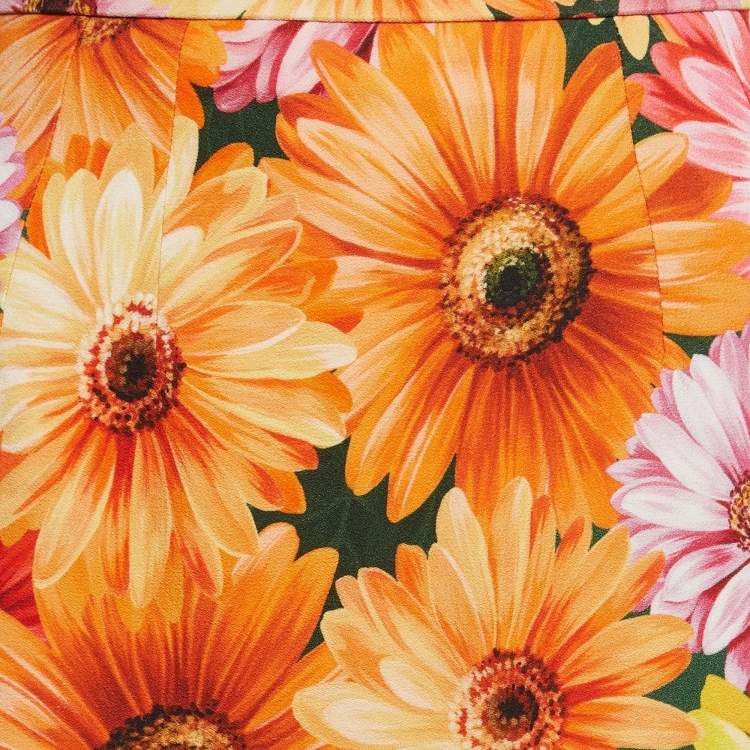 Pre Owned Dolce & Gabbana Multicolor Floral Print Crepe Pencil Skirt S