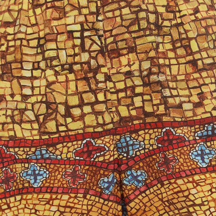 Pre Owned Dolce & Gabbana Yellow Print Crepe Trousers M