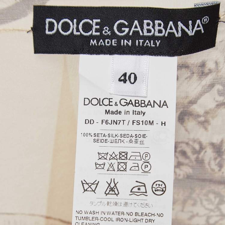 مملوكة مسبقًا Dolce & Gabbana Cream Coin Print Silk Semi Sheer Kaftan Dress S