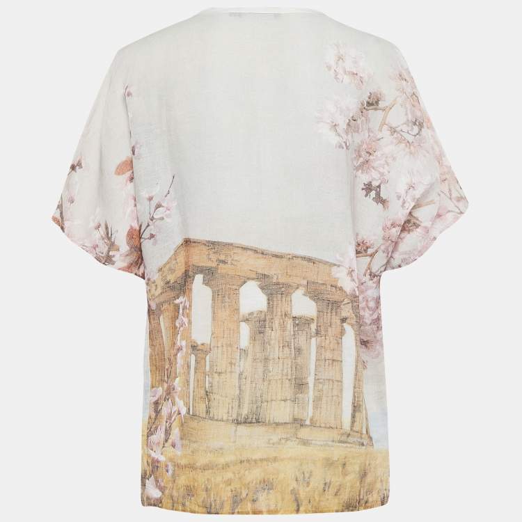 مملوكة مسبقًا Dolce & Gabbana Floral Print Linen Short Sleeve Top M