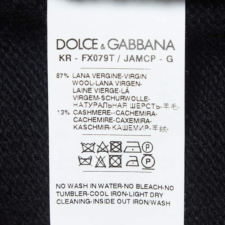 Pre Owned Dolce & Gabbana Black Patterned Wool Blend Sweater L