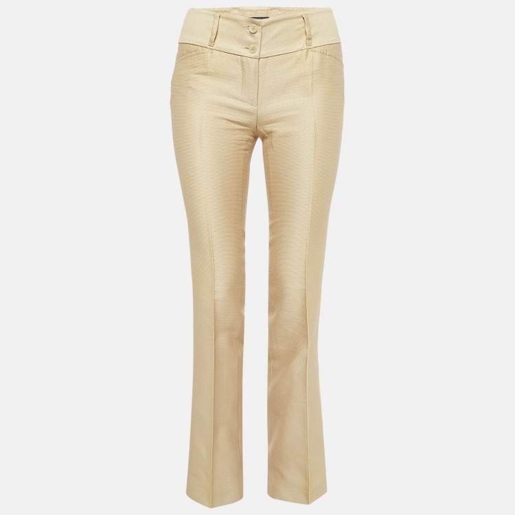 Pre Owned Dolce & Gabbana Gold Cotton and Silk Trousers S