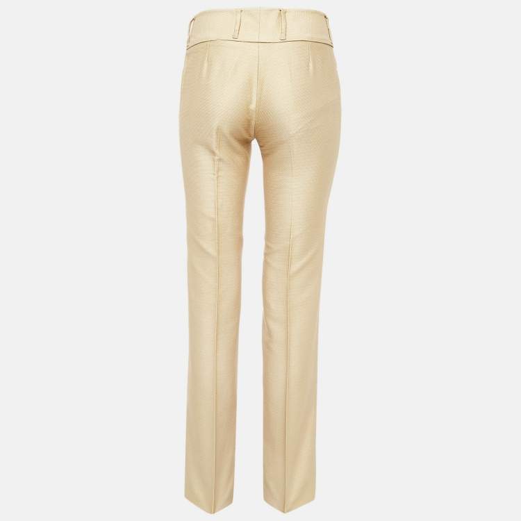 Pre Owned Dolce & Gabbana Gold Cotton and Silk Trousers S