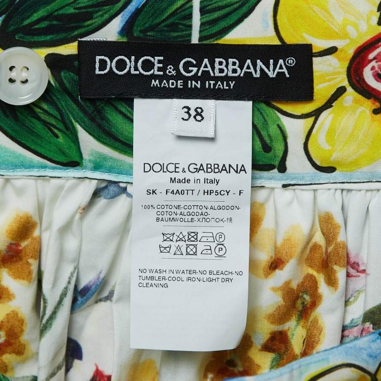 Pre Owned Dolce & Gabbana Multicolor Printed Cotton Flared Skirt S
