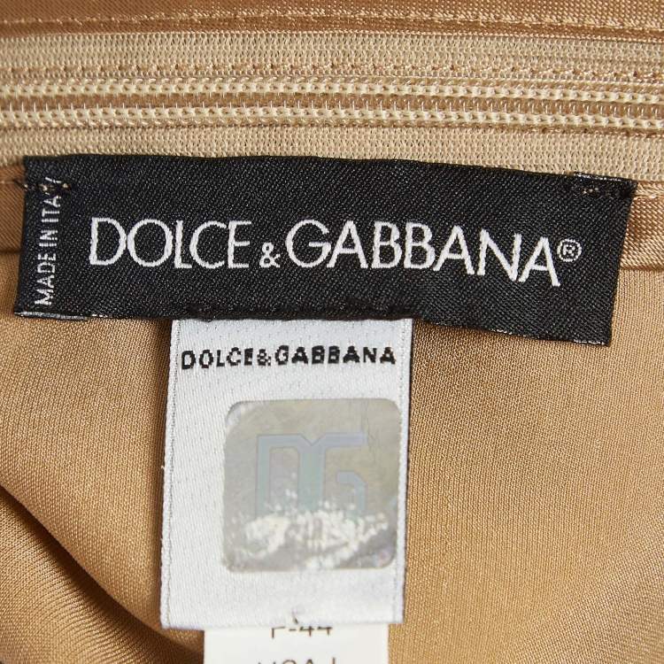 Pre Owned Dolce & Gabbana Brown Silk Satin Scalloped Lace Detail Camisole XL