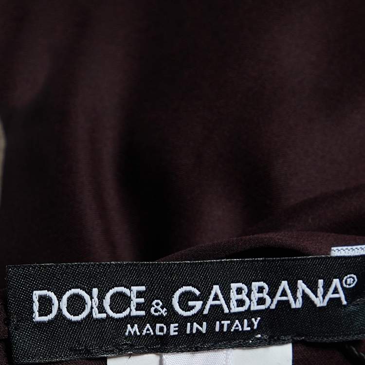 Pre Owned Dolce & Gabbana Deep Maroon Floral Key Print Silk Sheer Blouse S
