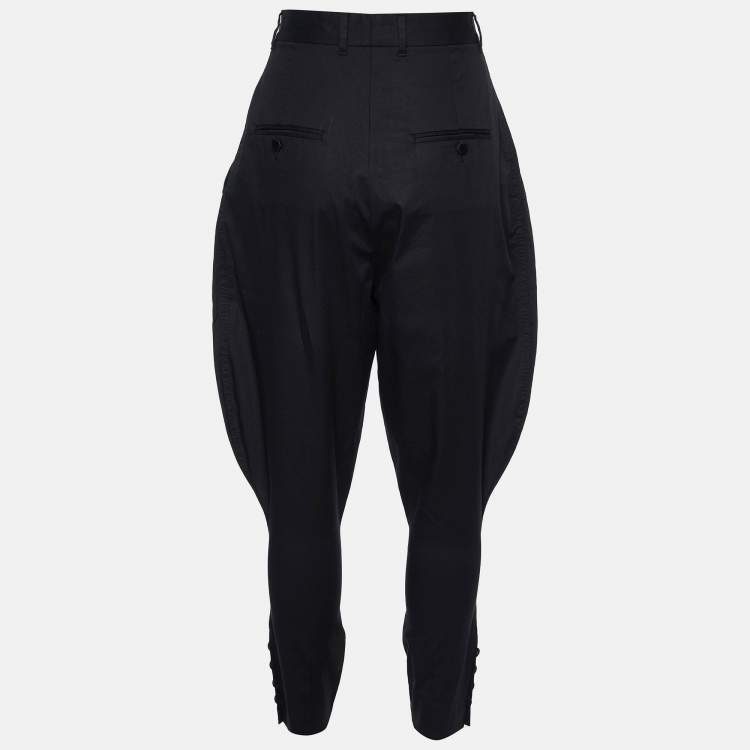 Pre Owned Dolce & Gabbana Black Cotton Pleated & Tapered Trousers M