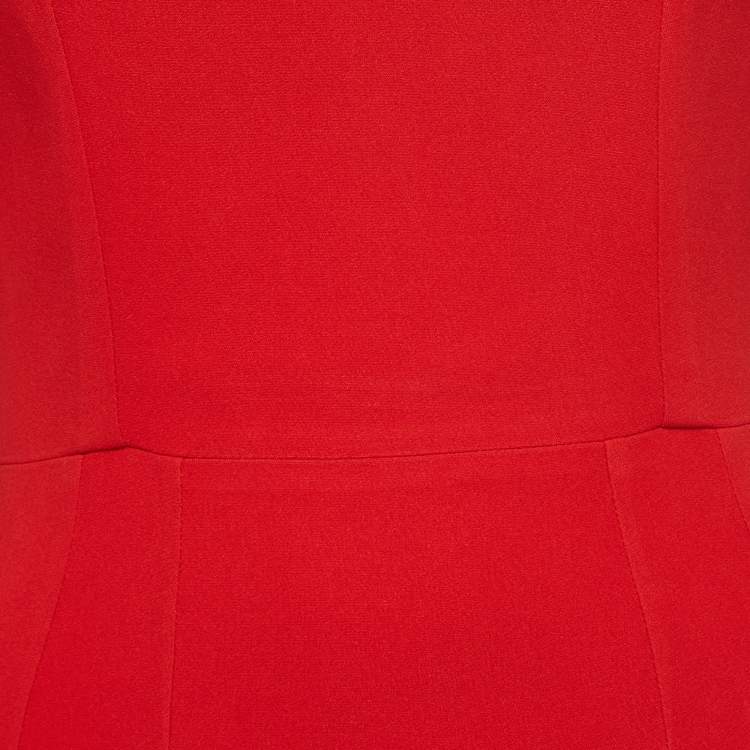 Pre Owned Dolce & Gabbana Red Stretch Crepe Scoop Neck Candy Midi Dress S
