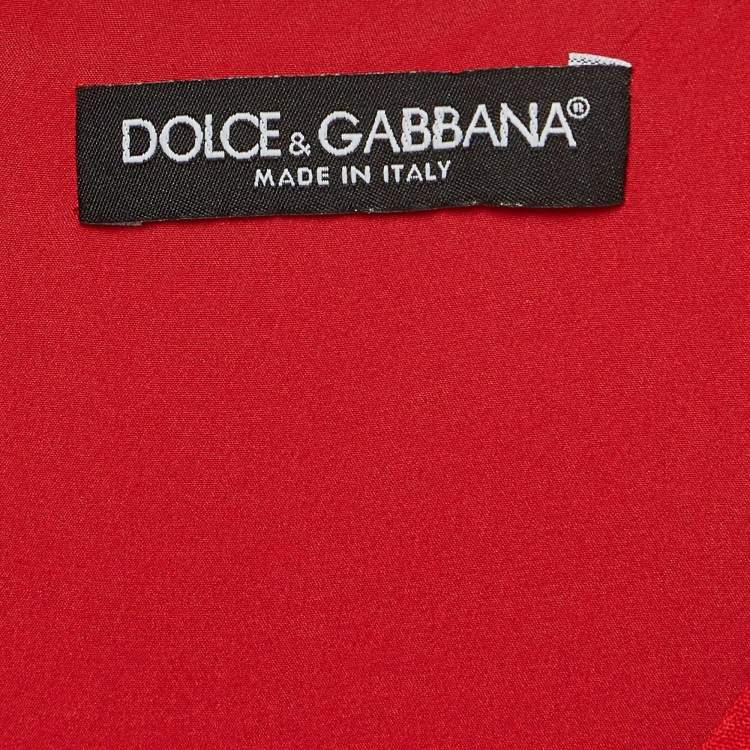 Pre Owned Dolce & Gabbana Red Stretch Crepe Scoop Neck Candy Midi Dress S