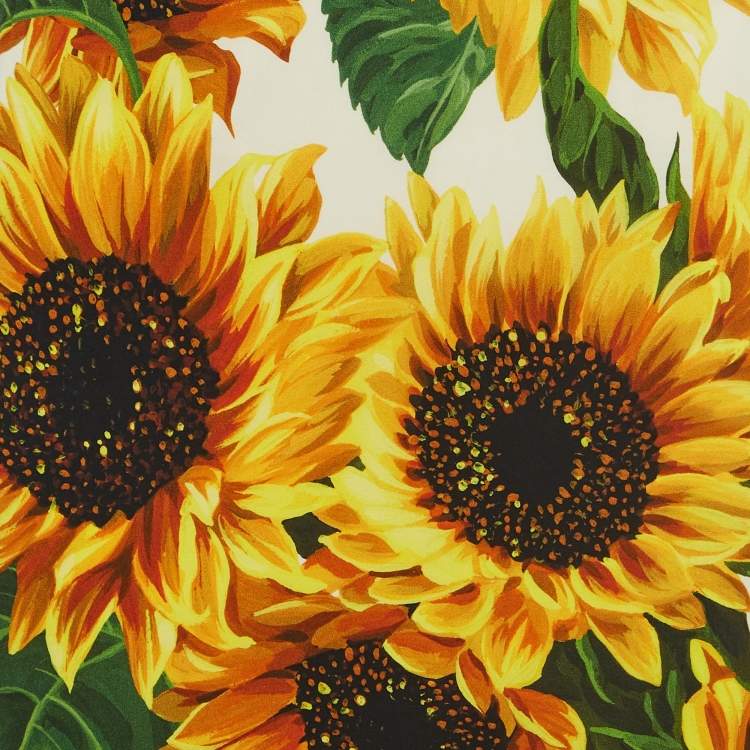 Pre Owned Dolce & Gabbana Yellow Sunflower Print Silk High Rise Midi Skirt S