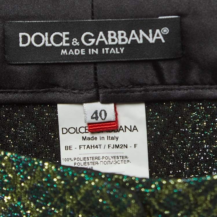 مملوكة مسبقًا Dolce & Gabbana Green Lame Jacquard Pleated Shorts S