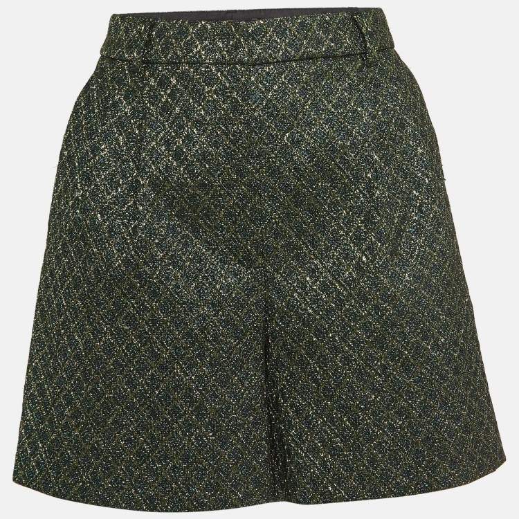مملوكة مسبقًا Dolce & Gabbana Green Lame Jacquard Pleated Shorts S