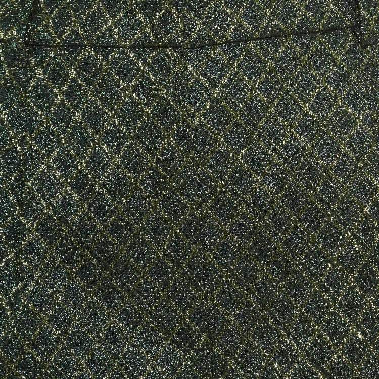 مملوكة مسبقًا Dolce & Gabbana Green Lame Jacquard Pleated Shorts S