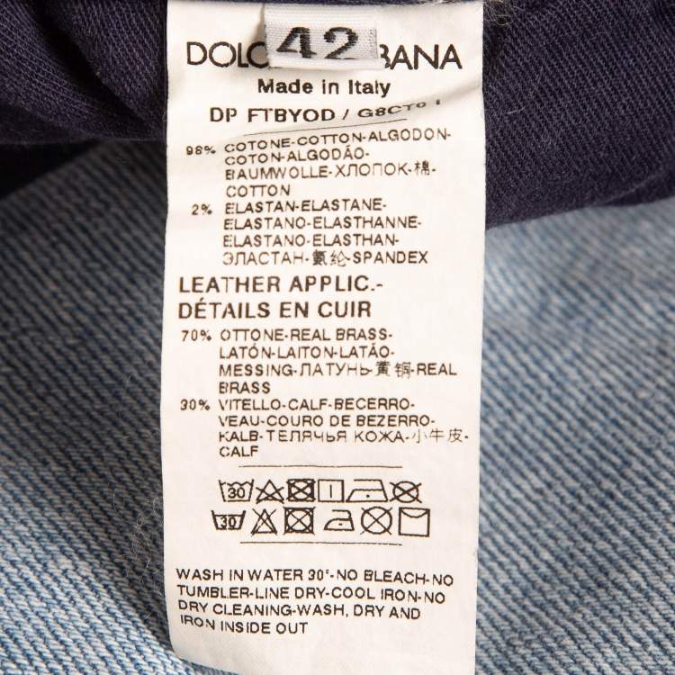 Pre Owned Dolce & Gabbana Light Blue Ripped Denim Pleated Jeans M Waist 28"