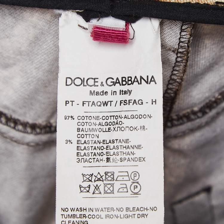 Pre Owned Dolce & Gabbana Brown Leopard Print Cotton Skinny Trousers XS