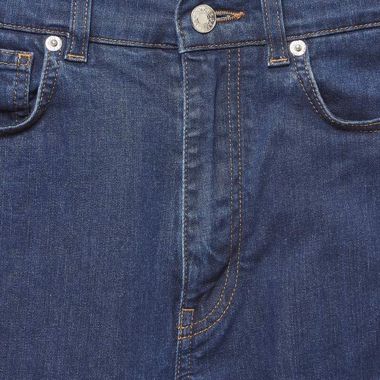 Pre Owned Dolce & Gabbana Dark Blue Denim Wide Leg Jeans XS Waist 22"
