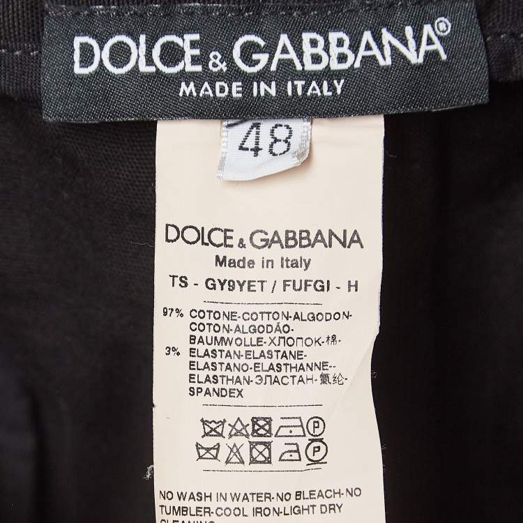 Pre Owned Dolce & Gabbana Black Cotton Cargo Drawstring Jog Pants L