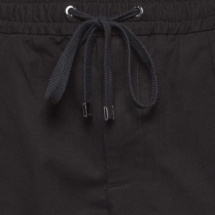 Pre Owned Dolce & Gabbana Black Cotton Cargo Drawstring Jog Pants L
