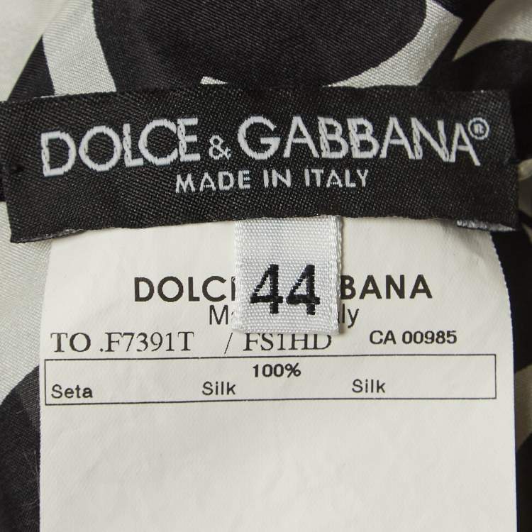 مملوكة مسبقًا Dolce & Gabbana Monochrome Leaf Print Silk Ruffled Top M