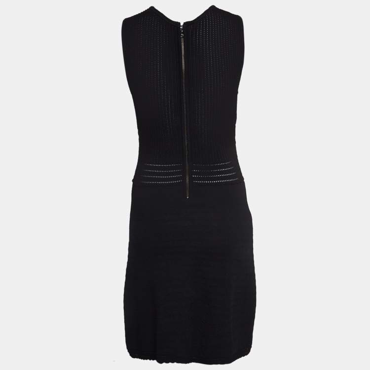 Pre Owned Dolce & Gabbana Black Knit Flared Sleeveless Mini Dress XS