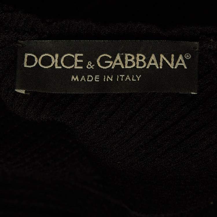 Pre Owned Dolce & Gabbana Black Knit Flared Sleeveless Mini Dress XS