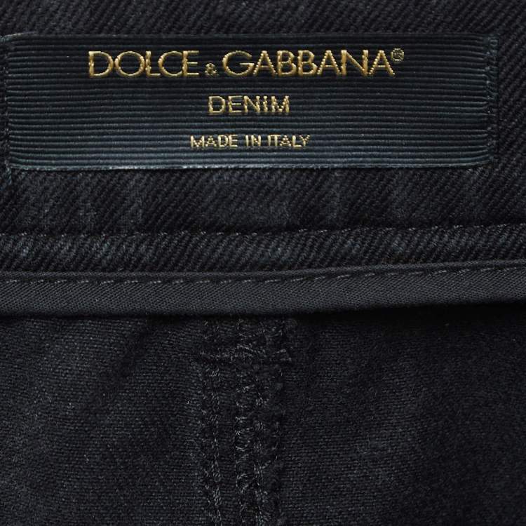 Pre Owned Dolce & Gabbana Grey Ripped Denim Mini Skirt S