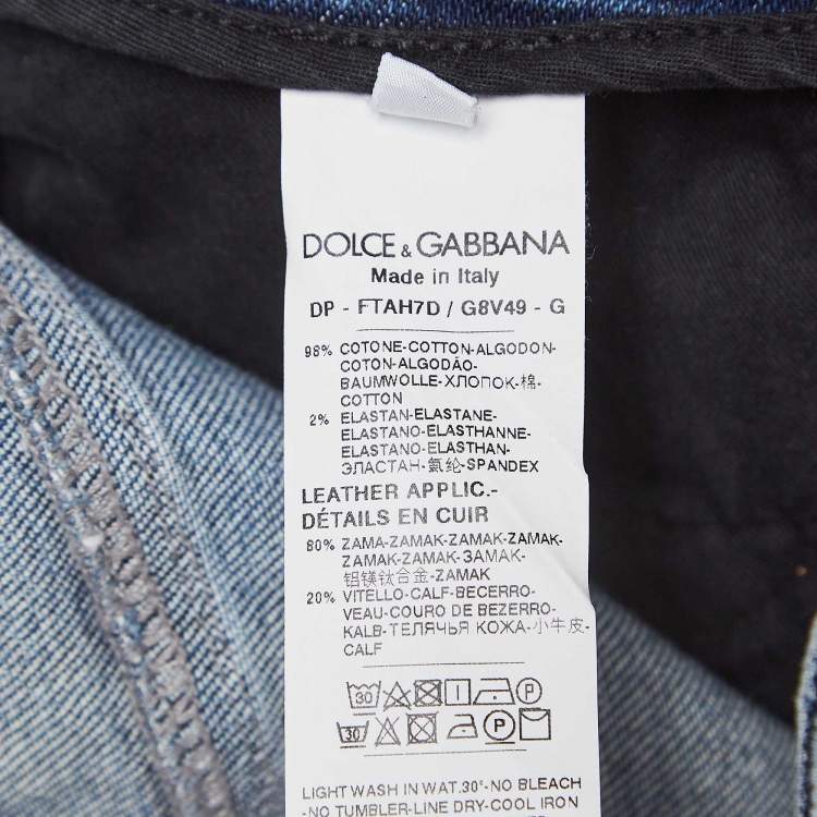 Pre Owned Dolce & Gabbana Blue Distressed Denim Pretty Jeans S Waist 28