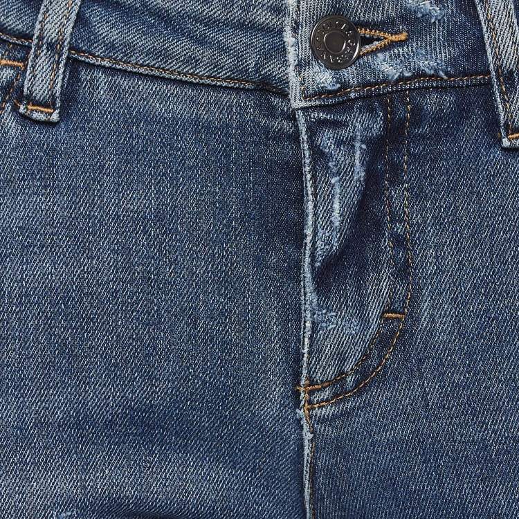 Pre Owned Dolce & Gabbana Blue Distressed Denim Pretty Jeans S Waist 28
