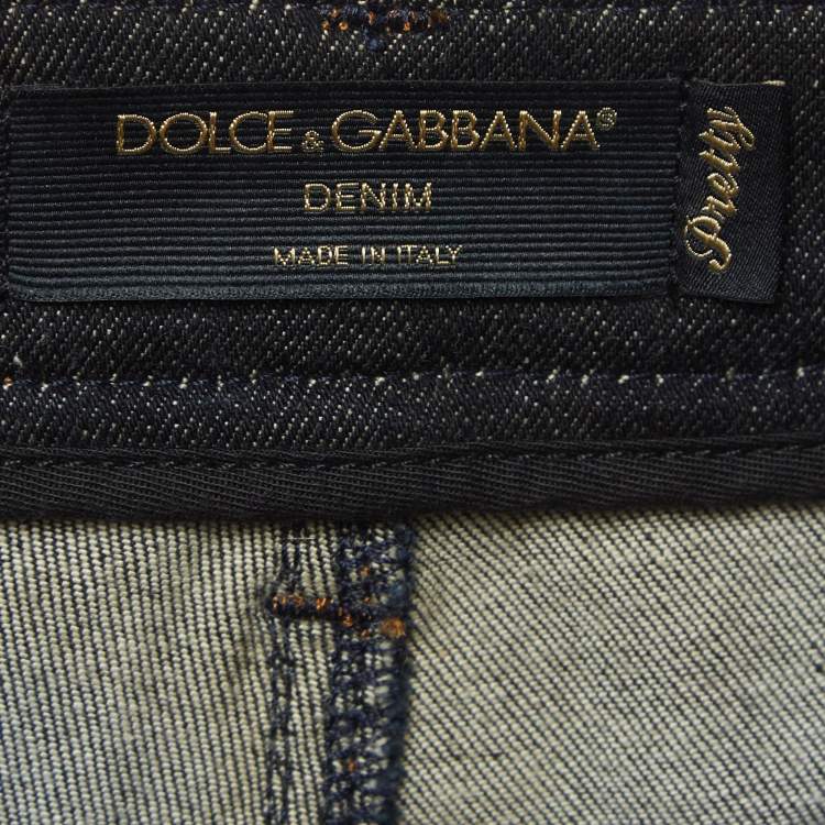 Pre Owned Dolce & Gabbana Pretty Navy Washed Denim Skinny Jeans S Waist 28"