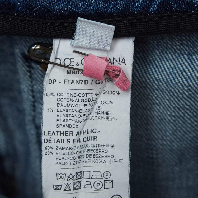مملوكة مسبقًا Dolce & Gabbana Blue Washed Denim Distressed Jeans S Waist 28"