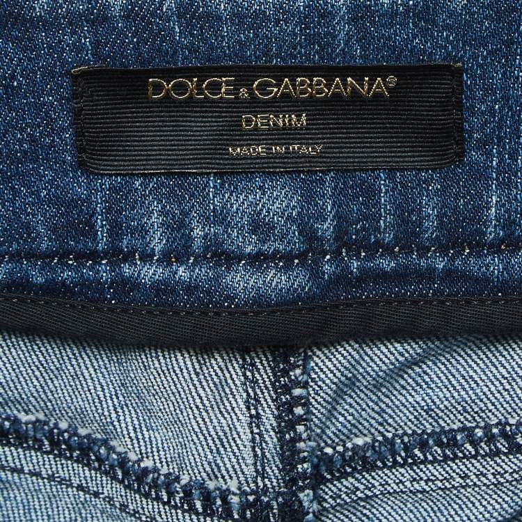 مملوكة مسبقًا Dolce & Gabbana Blue Washed Denim Distressed Jeans S Waist 28"