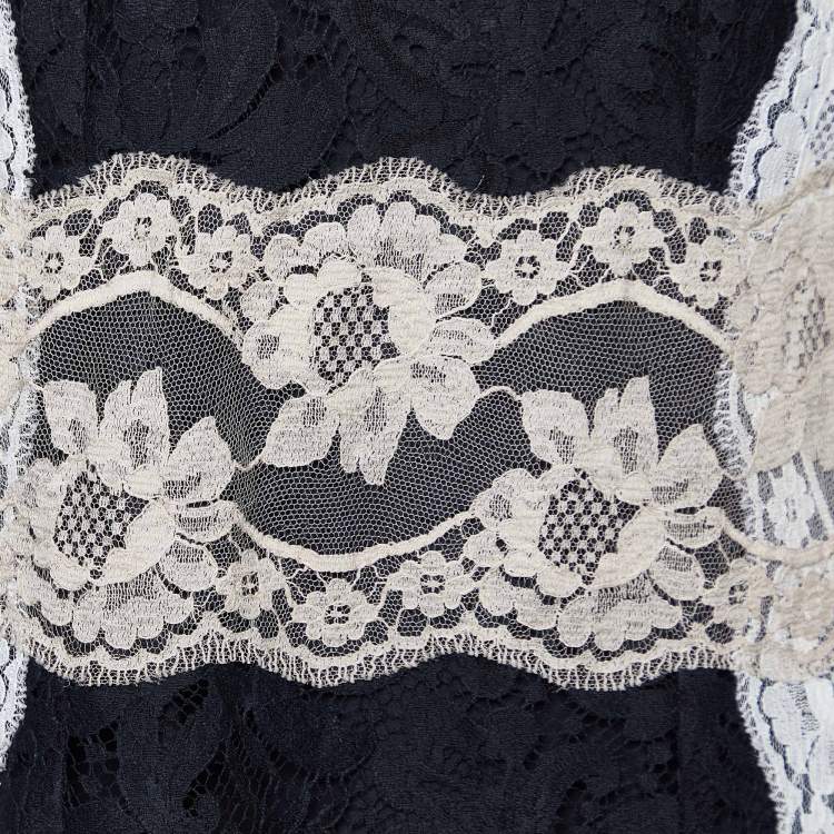 Pre Owned Dolce & Gabbana Black Floral Lace Mini Dress L