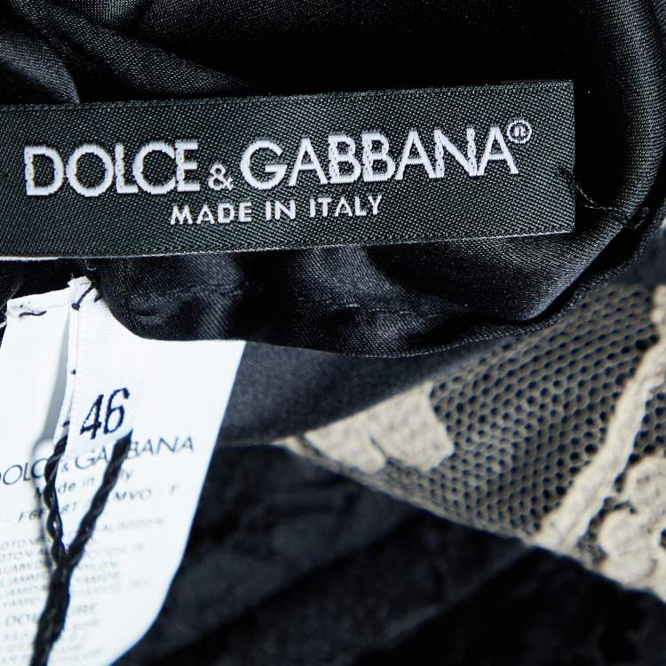 Pre Owned Dolce & Gabbana Black Floral Lace Mini Dress L
