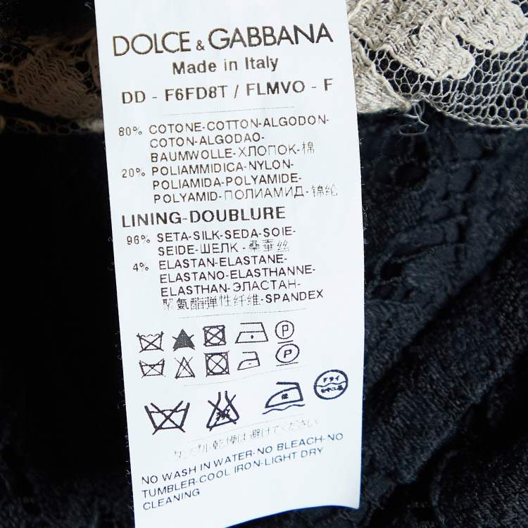 Pre Owned Dolce & Gabbana Black Floral Lace Mini Dress L
